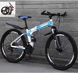 JYD Bici 26 pollici pieghevole mountain bike, telai in acciaio con un contenuto di carbonio di alta, doppia assorbimento degli urti 21 / 24 / 27 / 30 velocità variabile, All Terrain rapida pieghevole 7-14, 24 velocit