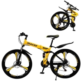 AASSDOO Mountain Bike Pieghevole per Adulti - 21 velocità - con Freni a Doppio Disco a 21 velocità Bicicletta Sportiva per Adulti Antiscivolo Completa da 26 Pollici Bicicletta a