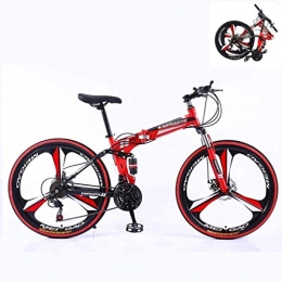Ceiling Pendant Bici Adult-bcycles BMX Folding Mountain Bike, 24 velocit Adulti Mountain Bike, Acciaio al Carbonio Telaio Full Suspension Mountain Bike, Doppio Freno a Disco (Color : Red Black)