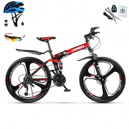 AI-QX Bici AI-QX Mountain Bike 26 Pollici, Pieghevole, Cambio 30 velocità, Rosso