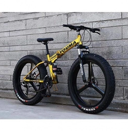 Alqn Bici ALQN Fat Tire Bike pieghevole Mountain Bike Bicicletta, Full Suspension Telaio in acciaio ad alto tenore di carbonio Mtb Bike con ruote in lega di magnesio Doppio freno a disco, C, 24 pollici 7 velocit