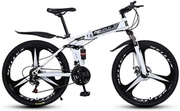 Aoyo Mountain Bike pieghevoles Aoyo - Mountain bike da adulto, 26", 21 marce, telaio in alluminio leggero, con forcella ammortizzata, freno a disco, colore bianco