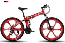 Bbhhyy Mountain Bike pieghevoles Bbhhyy Mountain Bike, Mountain Bike Unisex Pieghevole Telaio, MTB Bike Uomo Bike Sospensione Doppia velocità 21 / 24 / 27 / 30 (Color : Red, Size : 24 Inches)