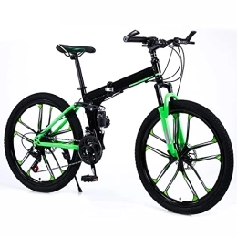 Bewinch Mountain Bike pieghevoles Bewinch Bici Pieghevole 24 / 27 velocità Mountain Bike 26 Pollici 10 Pollici Ruote A 10 Razze MTB Dual Suspension Bicycle Adult Student Sport Sport Sport Ciclismo, Verde, 27 Speed