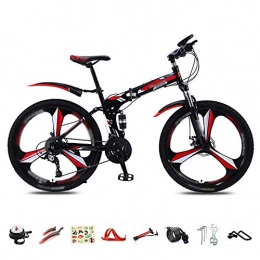 ROYWY Bici Bici Pieghevole, 26 Pollici Mountain Bike, 30 velocità Bicicletta Unisex Adulto, BMX Bici Piega, Doppio Freno a Disco / Red / A Wheel
