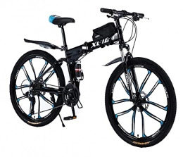 XQIDa durable Bici Bicicletta da mountain bike pieghevole da 26 pollici, per adulti, con freno a disco a 27 marce, sospensione completa, antiscivolo, telaio leggero con borsa per bicicletta, adatta per uomo e donna