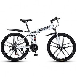 MSG ZY Bici Bicicletta da MTB pieghevole, telaio in acciaio ad alto tenore di carbonio, 26 ", bicicletta fuoristrada 24-27 velocità, ruota a 10 razze, mountain bike con doppia sospensione e freno a doppio disco