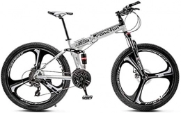 Bicicletta della montagna, 26" Folding Mountain Bike 21/24/27/30 Speed ​​City Bike bicicletta in alluminio in lega rotella doppia della sospensione di assorbimento di scossa 6-6, Bianco, 24 Velocità S