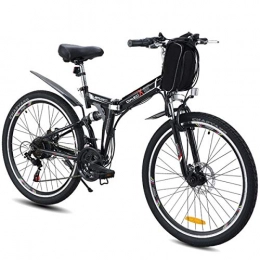 BNMZX Mountain Bike pieghevoles Bicicletta elettrica 26 Pollici Mountain Bike E-Bike Pieghevole, 350W 48V Doppia Sospensione Bobang Bahrain Batteria, 26 inch Black-Retro Wire Wheel