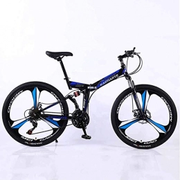 WEHOLY Bici Bicicletta Mountain Bike Telaio pieghevole MTB Bike Doppia sospensione Bicicletta da uomo 27 Velocità 26 pollici Freni a disco per bicicletta in acciaio 3-carbonio ad alto tenore di carbonio, blu
