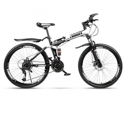 GXQZCL-1 Mountain Bike pieghevoles Bicicletta Mountainbike, 26inch Mountain bike, biciclette pieghevoli hardtail, acciaio al carbonio Telaio, doppio freno a disco e sospensioni completi MTB Bike ( Color : White , Size : 21 Speed )