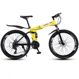GXQZCL-1 Mountain Bike pieghevoles Bicicletta Mountainbike, Folding Mountain bike, sospensione Biciclette MTB completa, sospensione doppia e doppio freno a disco, 26inch ruote a raggi MTB Bike ( Color : Yellow , Size : 24-speed )