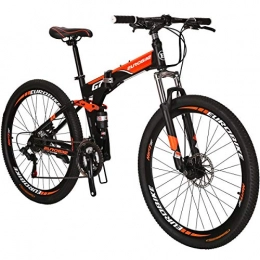  Mountain Bike pieghevoles Bicicletta pieghevole, 26 / 27, 5 pollici, comodo e leggero freno a disco a 21 velocità, adatto per 5'2" a 15' unisex pieghevole unisex (arancione)