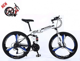 SLSMD Bici Bicicletta pieghevole unisex 24" in acciaio al carbonio Hardtail Mountain Bike MTB con sospensione anteriore regolabile sedile 3 Cutter Wheel, D, 21 speed
