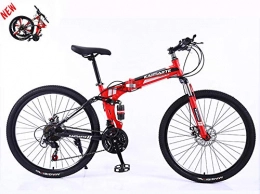 SLSMD Bici Bicicletta pieghevole unisex 24" in acciaio al carbonio Hardtail Mountain Bike MTB con sospensione anteriore regolabile sedile 3 Cutter Wheel, D, 27 speed