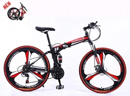 SLSMD Bici Bicicletta pieghevole unisex 24" in acciaio al carbonio Hardtail Mountain Bike MTB con sospensione anteriore regolabile sedile 3 Cutter Wheel, E, 21 speed