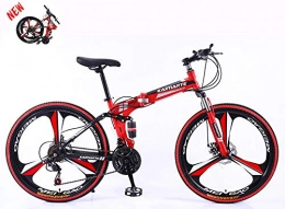 SLSMD Bici Bicicletta pieghevole unisex 24" in acciaio al carbonio Hardtail Mountain Bike MTB con sospensione anteriore regolabile sedile 3 Cutter Wheel, F, 27 speed