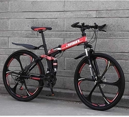 Aoyo Bici Biciclette Red Mountain Bike 26inch 27-velocità pieghevoli, Full Suspension Anti-Slip biciclette, leggero telaio in alluminio, forcella della sospensione,