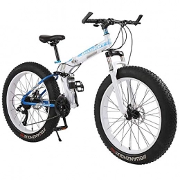 CHHD Mountain Bike a 21 velocità 26 * 4.0 Fat Tire Bikes Ammortizzatori Bicicletta Snow Bike, Pieghevole off-Road Beach Motoslitta 4.0 Pneumatici Super Larghi, Bianco, 24"