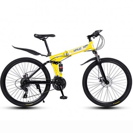 Chnzyr Mountain Bike pieghevoles Chnzyr 2020 - Mountain bike da 26", con funzione di assorbimento degli urti, per sport all'aria aperta, in acciaio al carbonio, colore giallo, 24 velocità