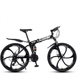 Cloth-YG Bici Cloth-YG - Bicicletta leggera pieghevole a velocità variabile da 26", telaio in acciaio ad alto tenore di carbonio, con doppio freno a disco, 21 – 24 – 27 velocità, Nero , 24speed