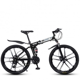 Cloth-YG Mountain Bike pieghevoles Cloth-YG - Bicicletta pieghevole a velocità variabile da 26", telaio in acciaio al carbonio con doppio freno a disco, 21-24 - 27 velocità, Nero , 27speed