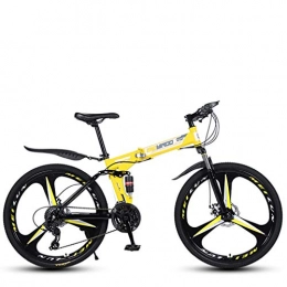 Cloth-YG Bici Cloth-YG - Mountain bike pieghevole a velocità variabile da 26", telaio leggero in acciaio ad alto tenore di carbonio, bicicletta con doppio freno a disco, 21-24 - 27 velocità, Giallo, 24speed