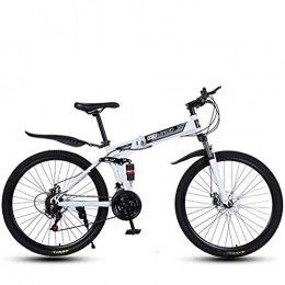 Cloth-YG Bici Cloth-YG - Mountain bike pieghevole da adulto, velocità variabile 26 pollici, 21 – 24 – 27 velocità, telaio leggero in acciaio al carbonio, con doppio freno a disco, bianco, 27speed