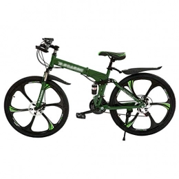 CXSMKP Bici CXSMKP Unisex 26 Pollici Mountain Bike Pieghevole per Adulti, 21 velocit Bicicletta Sospensione MTB Bici, Alto Acciaio al Carbonio Telaio, Dual Freno A Disco, Verde