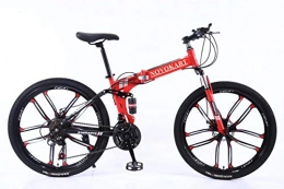 DOMDIL Bici DOMDIL - Mountain Bike Pieghevole per Uomini e Donne Adulti, Bicicletta Sportiva da Montagna, MTB con 21-Stage Shift, 24 Pollici 10 taglierina, Rosso