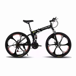 DOMDIL Bici DOMDIL - Mountain Bike Pieghevole per Uomini e Donne Adulti, Bicicletta Sportiva da Montagna, MTB con 21-Stage Shift, 24 Pollici 6 Taglierina, Nero