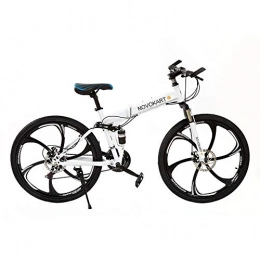 DOMDIL Bici DOMDIL - Mountain Bike Pieghevole per Uomini e Donne Adulti, Bicicletta Sportiva da Montagna, MTB con 21-Stage Shift, 26 Pollici 6 Taglierina, Bianco