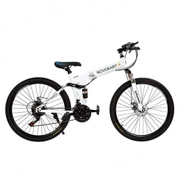 DOMDIL Bici DOMDIL - Mountain Bike Pieghevole per Uomini e Donne Adulti, Bicicletta Sportiva da Montagna, MTB con 24-Stage Shift, 24 Pollici con Ruota a Raggi, Bianco