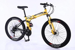 Domrx Mountain Bike pieghevoles Domrx 24 / 26 inche Folding Mountain Bicycle 21 / 24 / 27 / 30 Speed Adult Bicycle Carbon Steel Student bike-24 inch Yellow_21 Speed