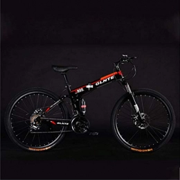 Domrx Mountain Bike pieghevoles Domrx Ammortizzatore per Ruota a Raggi per Bicicletta Pieghevole da Montagna per Adulti 24 / 26 Pollici 21 / 24 / 27 velocità-Red_24 Pollici_21 velocità