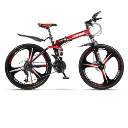 DSAQAO Bici DSAQAO Biciclette MTB A Sospensione Completa, 3 Spoke Folding Mountain Bike 24 Pollici 21 24 27 30 Speed Disc Bicycle per Adolescenti Adulti Nero-rosso1 21 velocità