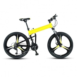 DXDHUB Bici DXDHUB 24 / 26 / 27.5 "Diametro della ruota, 27 velocità Unisex Mountain Bike, Telaio in alluminio, Pieghevole. (Colore: Giallo)