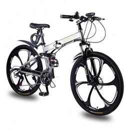 EUSIX Mountain Bike pieghevoles EUSIX X9 26 '' Mountain Bike Bicicletta da Uomo Pieghevole con Telaio in Alluminio da Donna con Sospensione e Cambio a 21 velocit (Grigio)