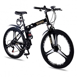 EUSIX Bici EUSIX X9 Mountain Bike da Uomo Bicicletta da Donna 24 velocit 27, 5 'Telaio in Carbonio Alto MTB con Bici Pieghevole e Freno a Disco Pieghevole (Nero)