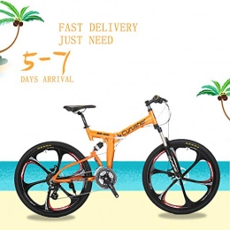 Extrbici Mountain Bike pieghevoles Extrbici nuovo aggiornamento arancione RD100 66 cm Full sospensione telaio pieghevole mountain bike Shimano Altus M310 24 ingranaggi 43, 2 cm in alluminio telaio MTB bicicletta doppi freni