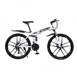 Ganeric Mountain Bike - Bicicletta pieghevole da donna e uomo, 27 velocità, 66 cm, bianco
