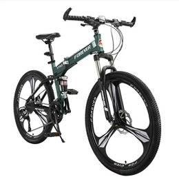 GUOE-YKGM Mountain Bike pieghevoles GUOE-YKGM Bici da Città Womens Folding Mountain Bike, 17-inch / Medium Acciaio Ad Alta Resistenza Telaio, 24 velocità, da 26 Pollici Ruote Bicicletta Pieghevole (Rosso, Bianco, Verde) (Color : Green)