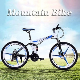Hmcozy Mountain Bike pieghevoles Hmcozy 26" Mountain Bike Ciclo - Rare 3 Razze in Lega Mag - 24 Gears velocità Fold Mountain Bike, Blu, 24in