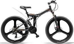 IMBM Bici IMBM K660 26 Pollici Bicicletta Pieghevole, 21 velocità Mountain Bike, Anteriore e Posteriore Freno a Disco, Ruota Integrato, Full Suspension (Color : Black Grey)