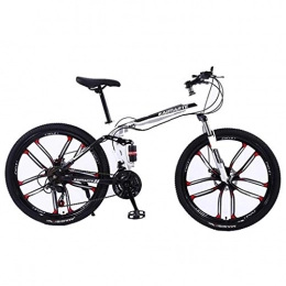 JLZXC Bici JLZXC Mountain Bike 26” Le Donne / Uomini di Montagna della Bicicletta 21 / 24 / 27 Costi Pieghevole in Acciaio al Carbonio Telaio Full Suspension Wheel Integral (Color : White, Size : 21speed)