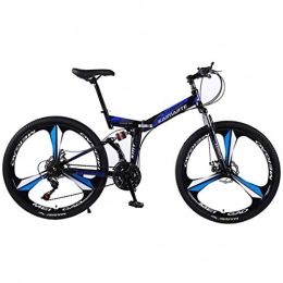 JLZXC Bici JLZXC Mountain Bike Mountain Bike, 26 Pollici Donne / Uomini MTB Pieghevole Biciclette Leggero Acciaio al Carbonio Telaio 21 / 24 / 27 Costi Sospensione Totale (Color : Blue, Size : 21speed)
