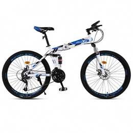 JLZXC Mountain Bike pieghevoles JLZXC Mountain Bike Mountain Bike, 26 Pollici Pieghevole Hardtail Biciclette da Montagna, Acciaio al Carbonio Telaio, Doppio Disco Freno E Sospensione Doppia (Color : Blue, Size : 27 Speed)