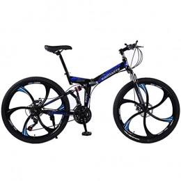 JLZXC Bici JLZXC Mountain Bike Mountain Bike / Biciclette 26 '' Rotella Pieghevole Acciaio al Carbonio Telaio 21 / 24 / 27 Costi Freno A Disco Doppia della Sospensione (Color : Blue, Size : 24speed)