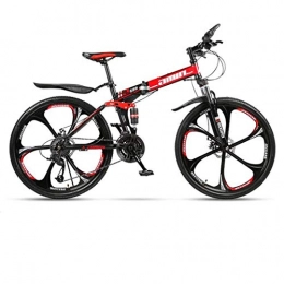 JLZXC Mountain Bike pieghevoles JLZXC Mountain Bike Mountain Bike, Biciclette Pieghevole Hardtail, Doppio Disco Freno E La Doppia Sospensione, Telaio in Acciaio al Carbonio (Color : Red, Size : 24-Speed)