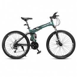 JLZXC Bici JLZXC Mountain Bike Mountain Bike, Biciclette Pieghevole Hardtail, Full Suspension E Doppio Freno A Disco, 26 Pollici Ruote, 24 velocità (Color : Green)